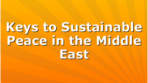 Keys to Sustainable Peace in the Middle East