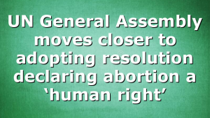 UN General Assembly moves closer to adopting resolution declaring abortion a ‘human right’