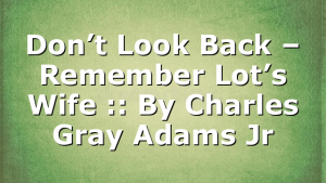 Don’t Look Back – Remember Lot’s Wife :: By Charles Gray Adams Jr
