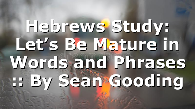 Hebrews Study: Let’s Be Mature in Words and Phrases :: By Sean Gooding