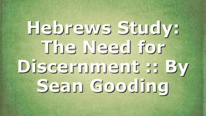 Hebrews Study: The Need for Discernment :: By Sean Gooding