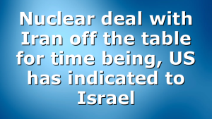 Nuclear deal with Iran off the table for time being, US has indicated to Israel