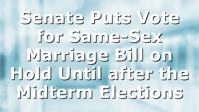 Senate Puts Vote for Same-Sex Marriage Bill on Hold Until after the Midterm Elections