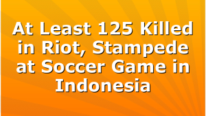 At Least 125 Killed in Riot, Stampede at Soccer Game in Indonesia