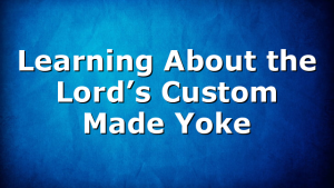 Learning About the Lord’s Custom Made Yoke